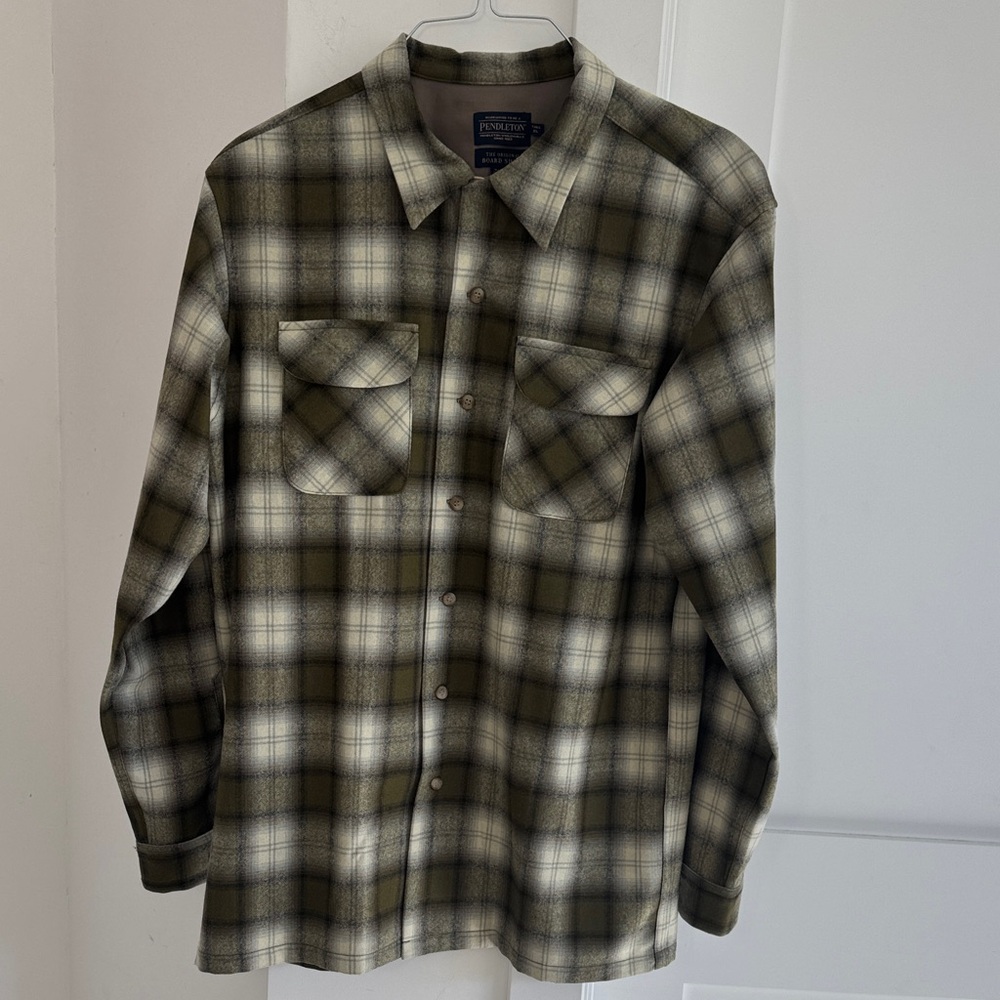 Pendleton Olive and Cream Plaid Shirt XL Tall. Have tags but not attached.